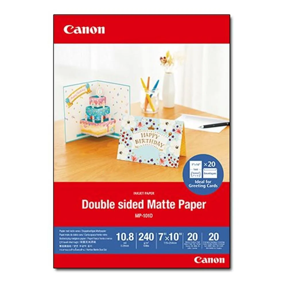 Papel canon mp - 101d foto mate 18x25cm 20 hojas 20 sobres