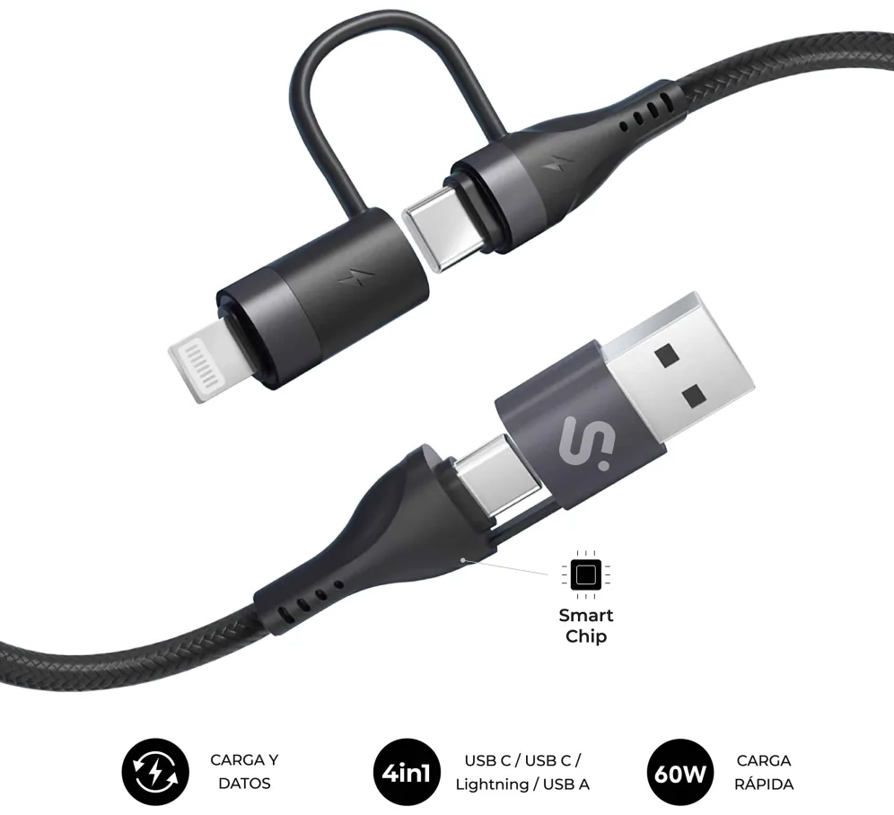 SUBBLIM CABLE TOP 4IN1 60W C-C-L-A 1m