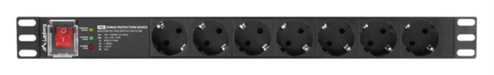 Regleta lanberg 1u 16a 7x schuko rack 19 pulgadas 2m negro