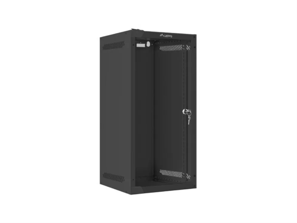Armario lanberg mural rack 10 pulgadas 12u - 280x310 flat pack negro puerta cristal