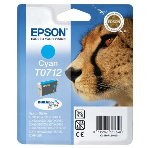 Cartucho tinta epson c13t07124012 cian 7ml stylus d78 - 92 - 120 - dx40x0 - 44x0 - 50x0 - 60x0 - 74x0 - 84x0 - 7000f - guepardo