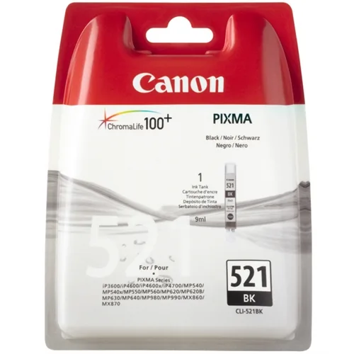 Cartucho tinta canon cli 521bk negro 9ml pixma 3600 - 4600 - 4700 - mp540 - 550 - 560 - 620 - 630 - 640 - 980 - mx860 - 870