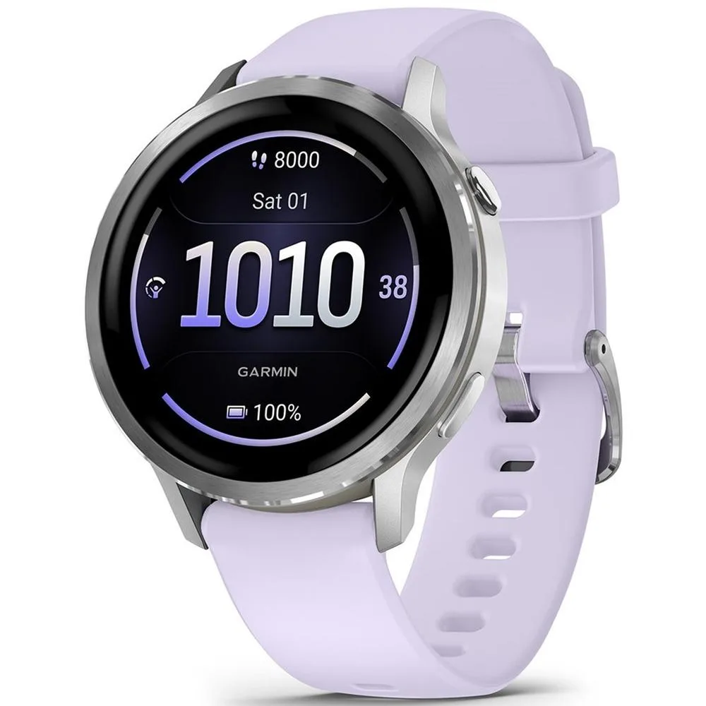 Garmin venu 4 bluetooth wifi gps 41mm amoled morado correa silicona resistencia agua 5atm spo2 pulsómetro monitor sueño