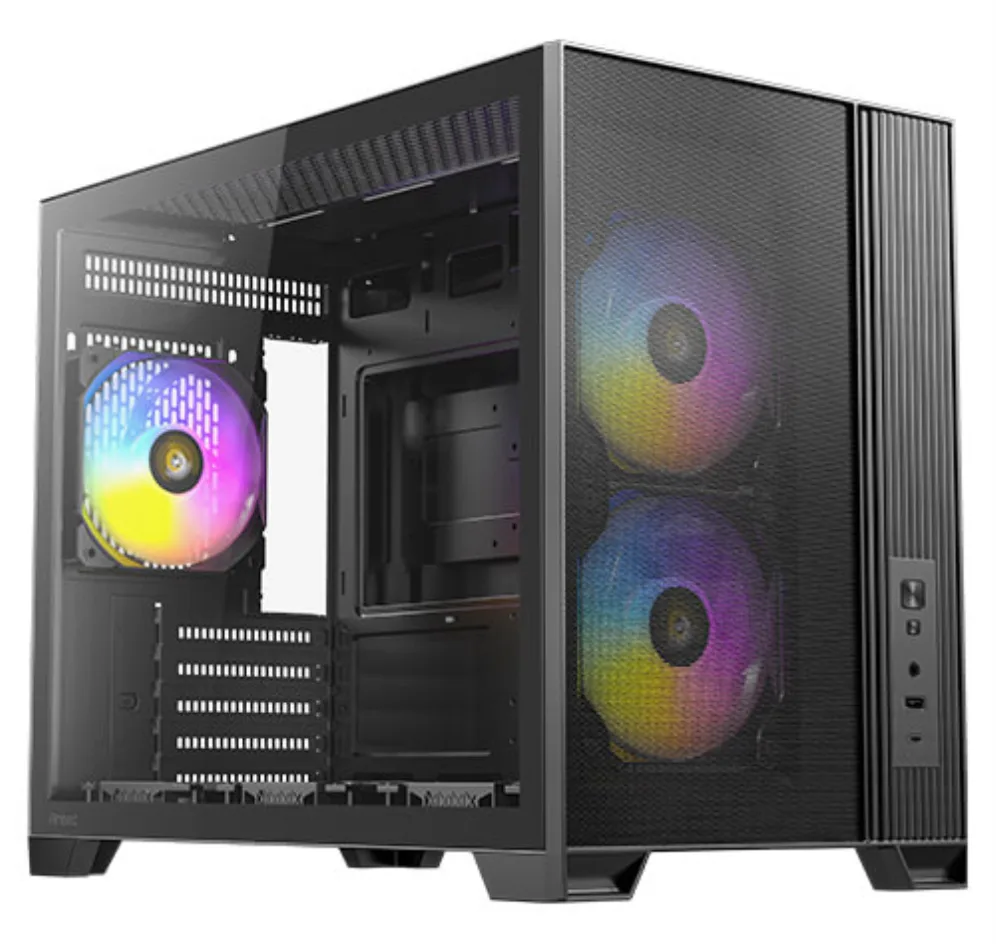 Caja ordenador gaming antec flux m matx cristal templado negra