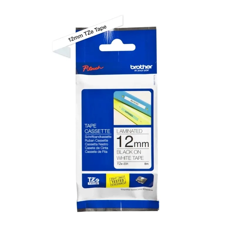 Brother Cinta Tze231 Texto Negro-Blanco 12mm