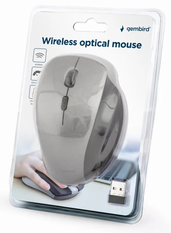 Gembird MUSW-6B-02-BG ratón Oficina mano derecha RF inalámbrico Óptico 1600 DPI