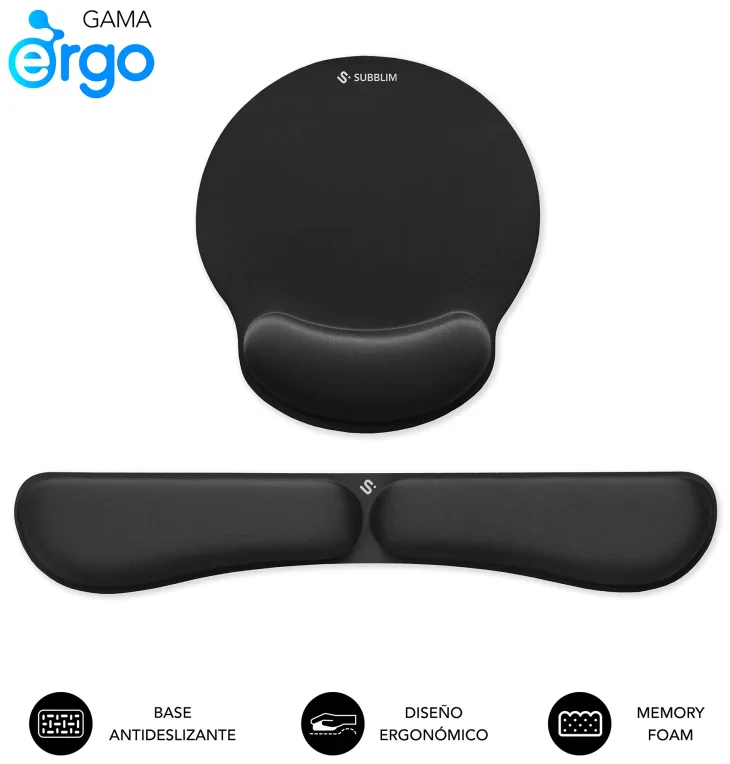 Pack de Reposamuñecas y Alfombrilla Ergonómica Subblim Ergo MemoryFlex