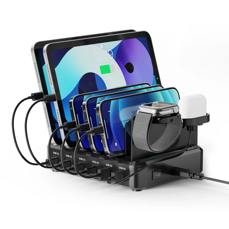 EWENT estación de carga 6 USB 130w Reloj-Auric