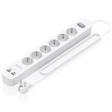Aisens Regleta 6 tomas interruptor PD 2xUSBC 2xUSB