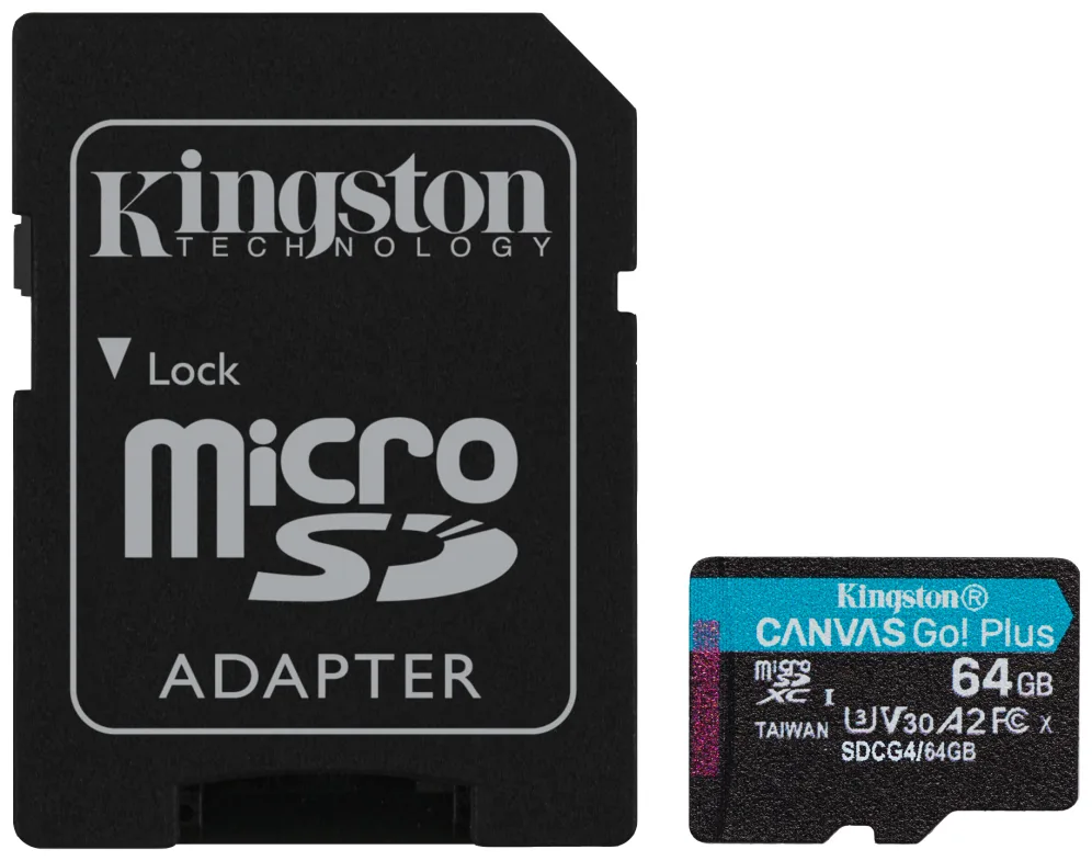 Tarjeta de Memoria Kingston CANVAS Go! Plus 64GB microSD XC con Adaptador/ Clase 10/ 200MBs