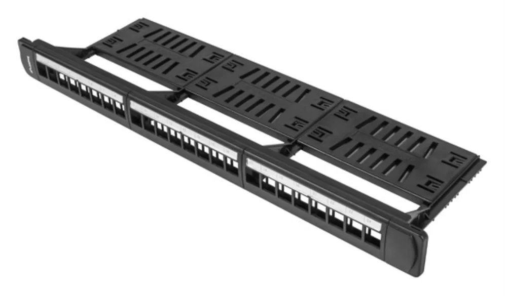 Patch panel lanberg 24 puertos 1u rack 19 pulgadas organizador modulos keystone negro