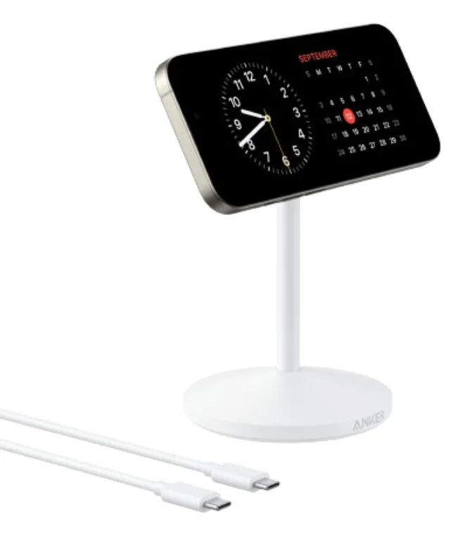 Anker MagGo Auriculares, Auriculares, Smartphone, Reloj inteligente Blanco USB Cargador inalámbrico Carga rápida Interior