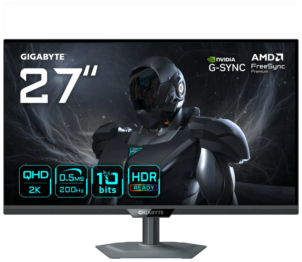 GIGABYTE G27Q20 Monitor Gaming 27” QHD - 2560 x 1440, 200Hz, 0.5ms, Compatible con G-Sync, FreeSync Premium, HDR10, HDMI 2.0, DisplayPort 1.4