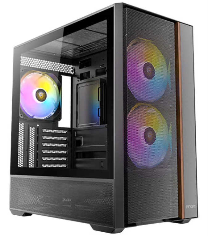 Caja ordenador gaming antec flux rear atx argb cristal templado negra