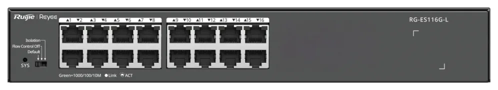 Ruijie Networks RG-ES116G-L switch No administrado L2 Gigabit Ethernet (10/100/1000) Negro