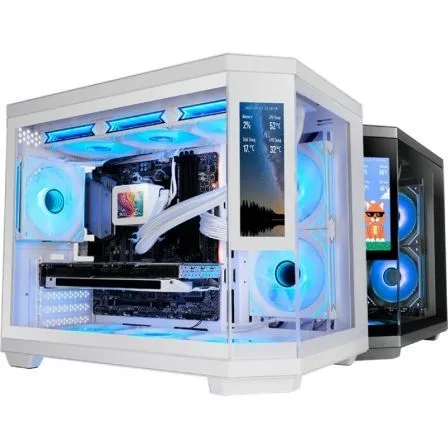 Caja ordenador mars gaming mc3tcorelcdm atx cristal templado blanca