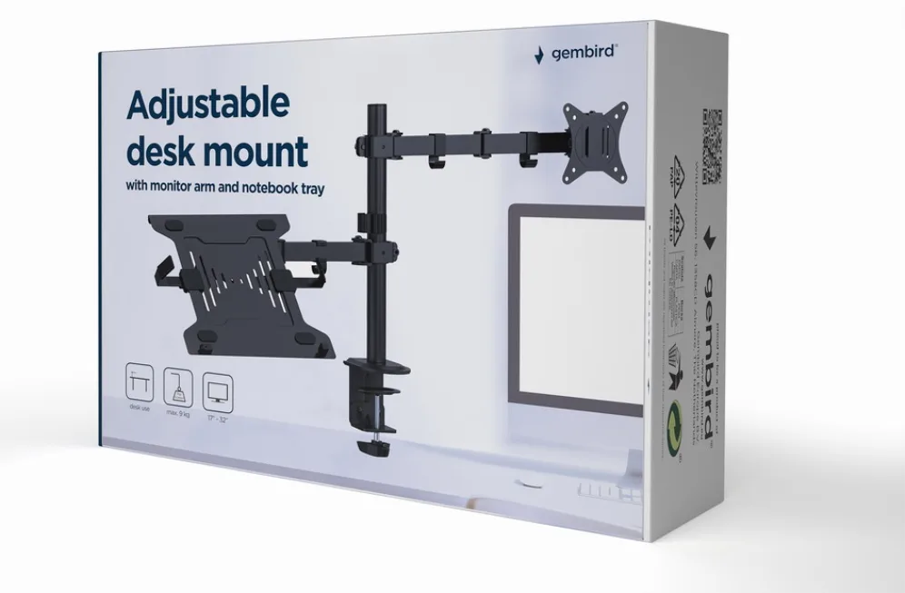Gembird MA-DA-03 soporte para monitor 81,3 cm (32") Escritorio Negro