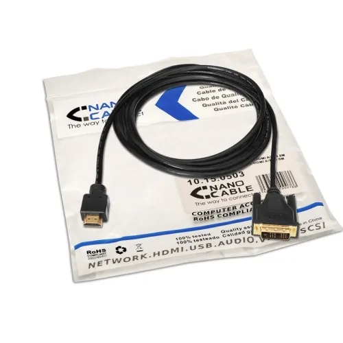 Cable HDMI Nanocable 10.15.0503/ DVI Macho - HDMI Macho/ 3m/ Negro