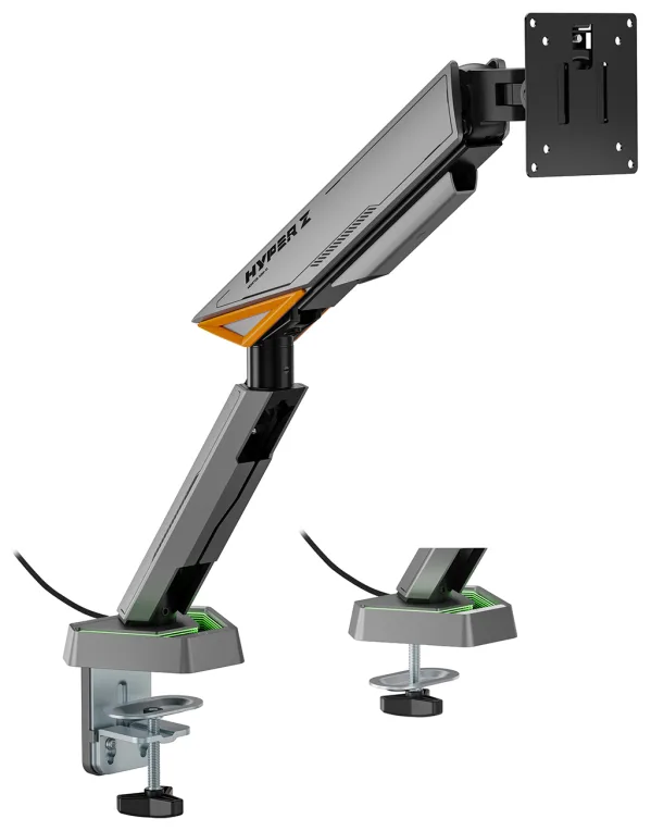 Soporte de Mesa Gaming para Monitor Aisens DT49TSRRGB-347/ Giratorio/ Inclinable/ hasta 16kg/ con Iluminación RGB