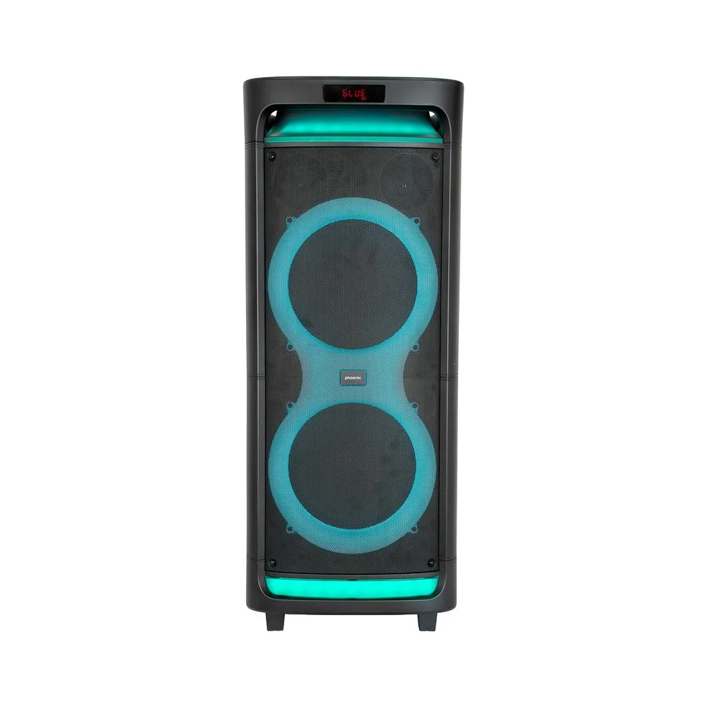 Altavoz phoenix bigboss xl 300w rms 2 microfonos inalambricos batería 9000mah bluetooth radio ecualizador rgb