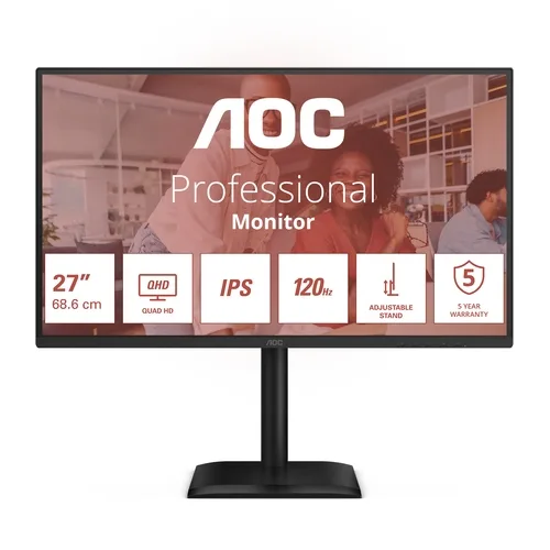 Monitor Profesional AOC Q27E4U 27"/ QHD/ Multimedia/ Regulable en altura/ Negro