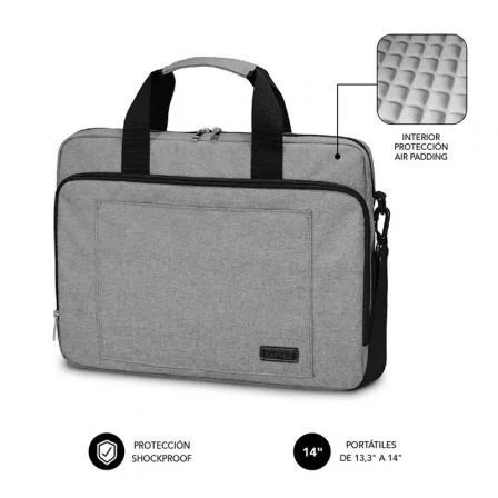 Maletin subblim air padding para portatil 13.3 pulgadas - 14 pulgadas gris