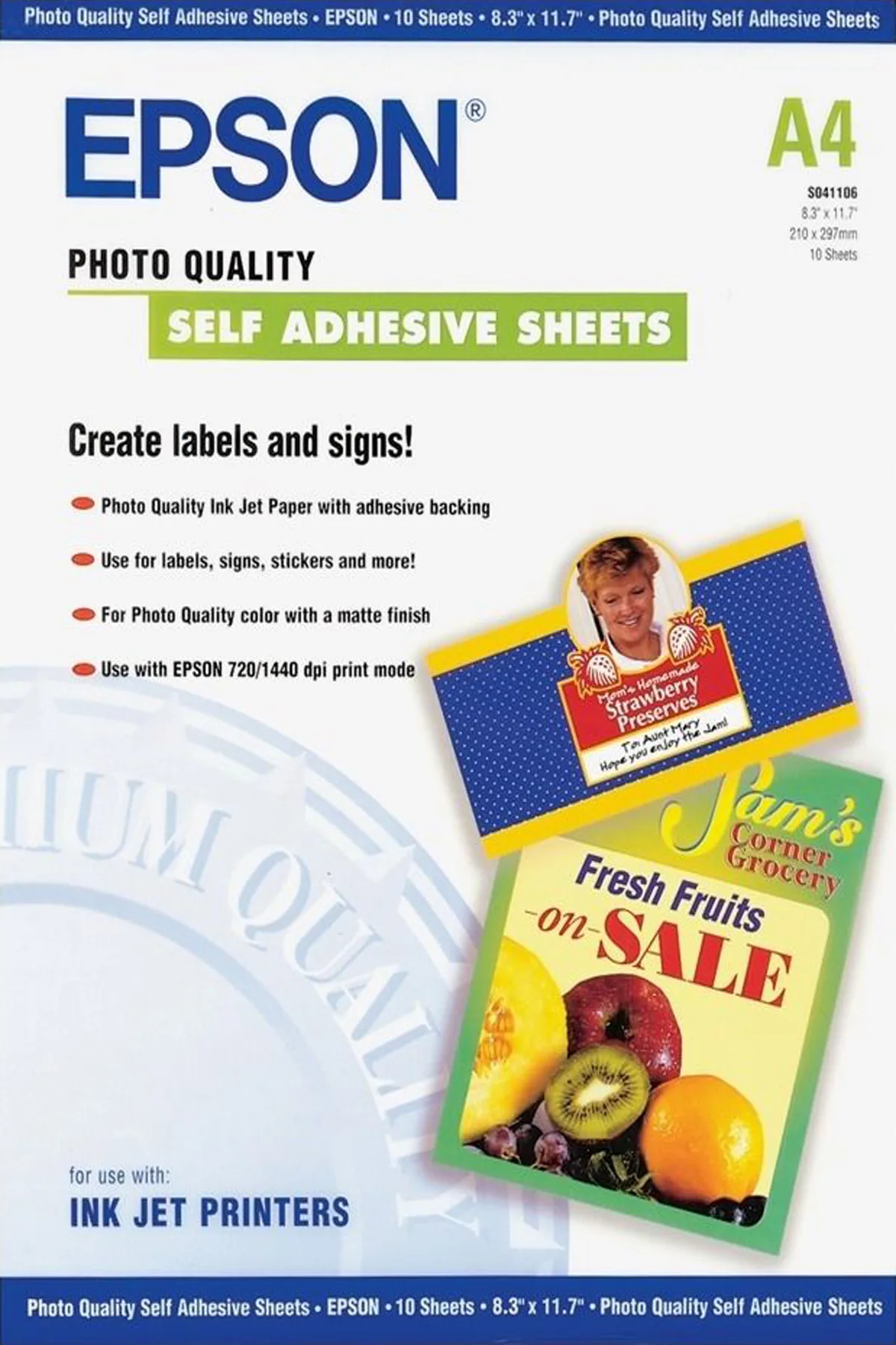 Papel epson autoadhesivo especial hq a4 - 10 hojas