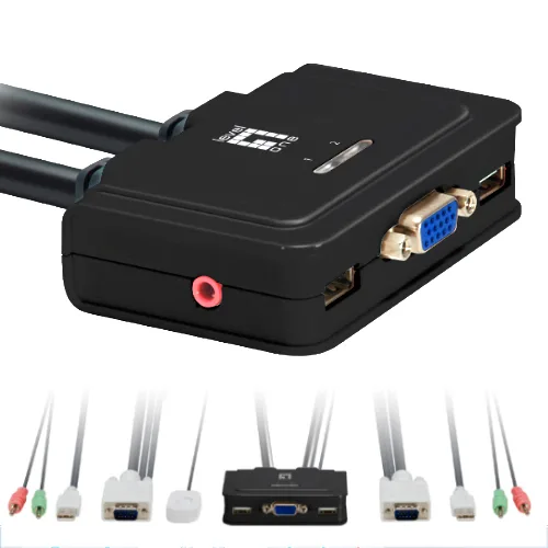 Conmutador kvm leven one kvm - 0223 vga usb para 2 cpu