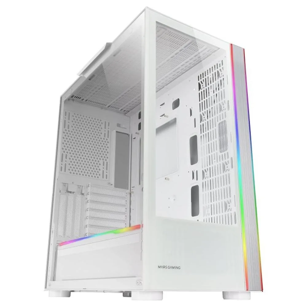 Caja ordenador mars gaming mcult e - atx cristal templado blanco