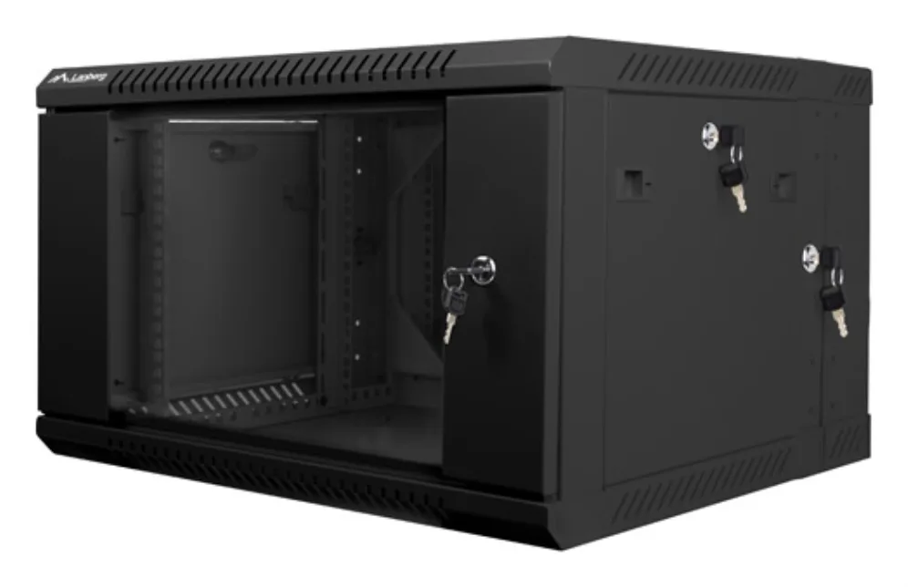 Armario lanberg mural doble seccion rack 19 pulgadas 6u - 600x600 negro