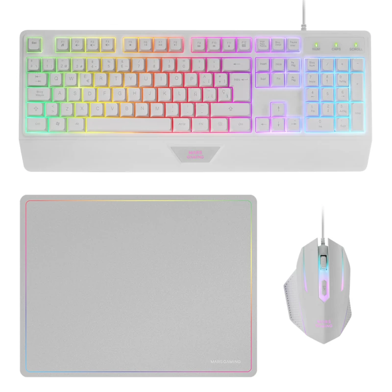 Mars Gaming MCP124 Combo 3 en1 RGB Blanco