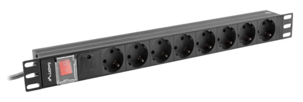 Regleta lanberg 1u 16a rack 19 8x schuko negro 2m