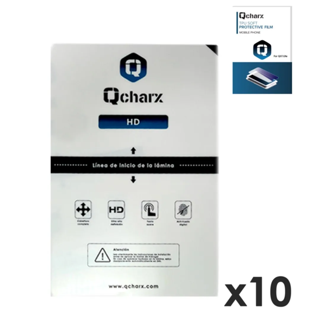 Laminas de proteccion frontales para tablet qcharx hidrogel hd qx1 lite 10 unidades