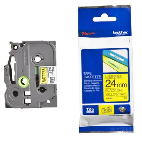 Brother Cinta laminada amarillo/negro 24mm