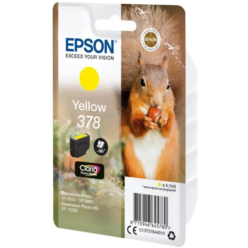 Cartucho tinta epson c13t37844010 singlepack amarillo 378 claria photo hd ink xp - 8500 ardilla