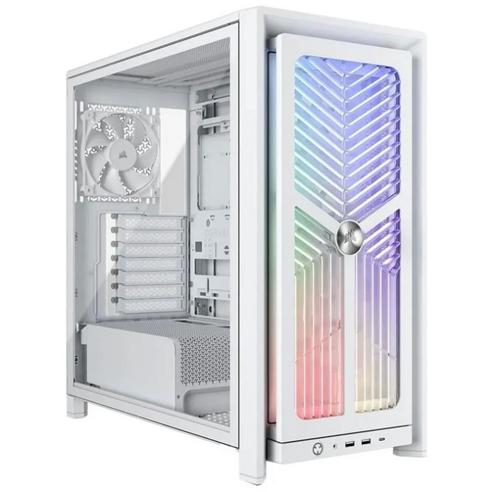 Caja ordenador gaming corsair frame 4000x rs atx cristal templado blanca