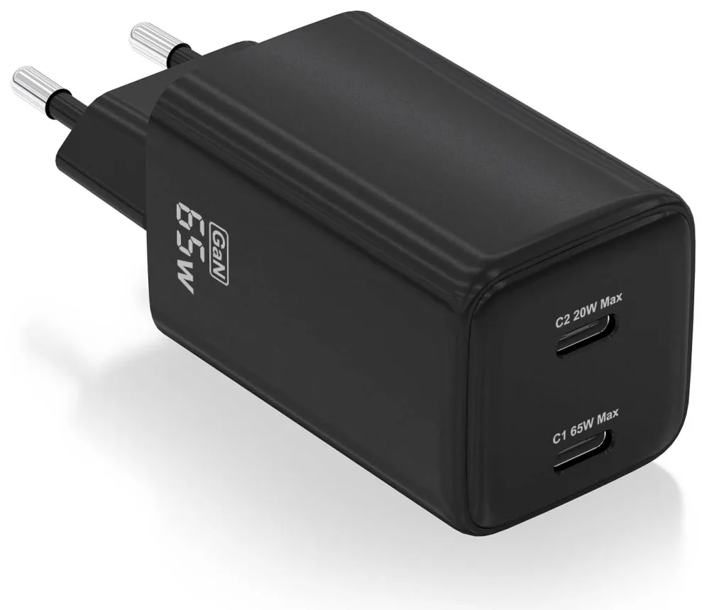 AISENS ASCH-65W2P040-BK cargador de dispositivo móvil Universal Corriente alterna Carga rápida Interior