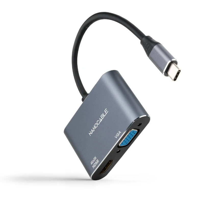 Nanocable Conversor USB-C-M a HDMI-VGA-H 15 cm