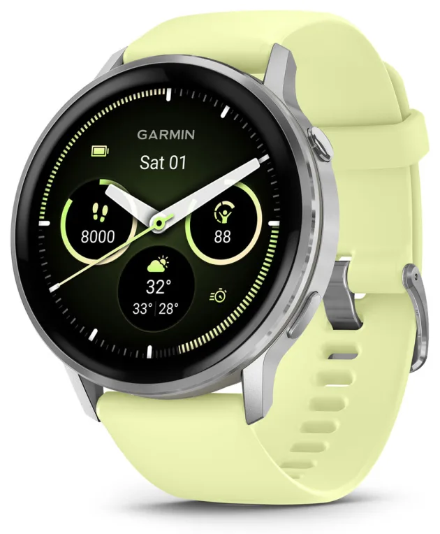 Garmin venu 4 gps bluetooth 45mm amoled amarillo correa silicona pulsómetro spo2 resistencia agua 5atm