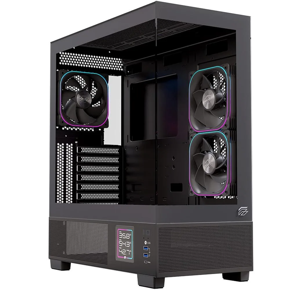 Caja ordenador gaming einarex s501d atx rgb cristal templado negra