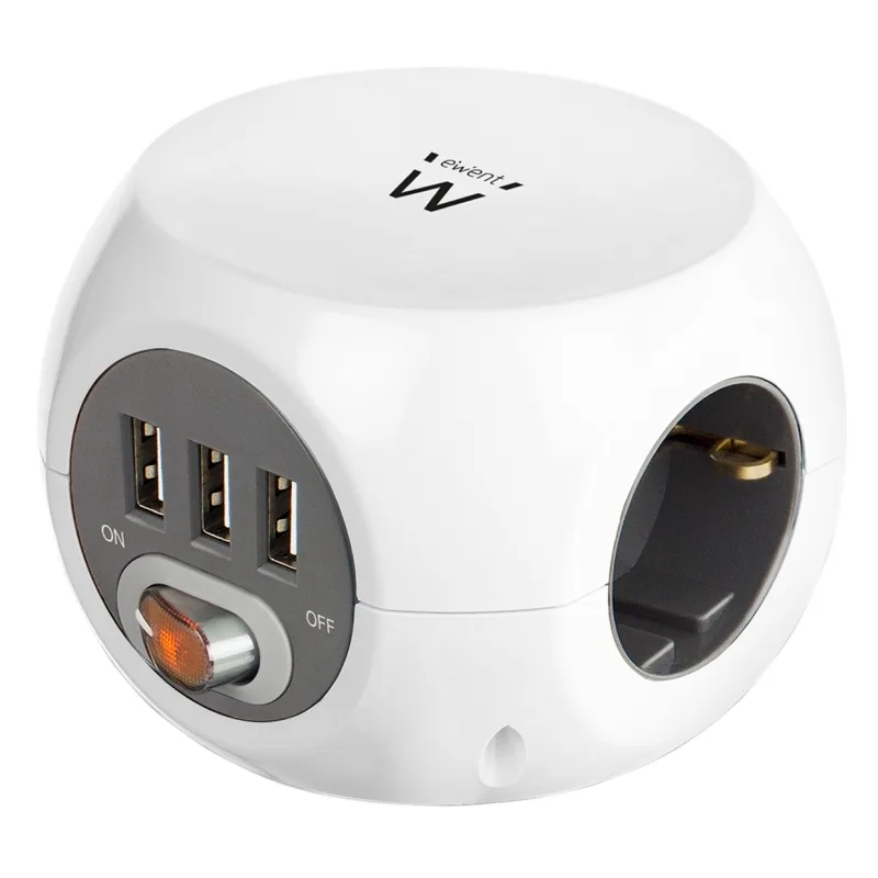 Ewent EW3939 REGLETA CUBO 3 TOMAS-3 USB BLANCO