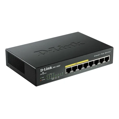 Switch D-Link DGS-1008P 8 Puertos/ RJ-45 Gigabit 10/100/1000/ PoE