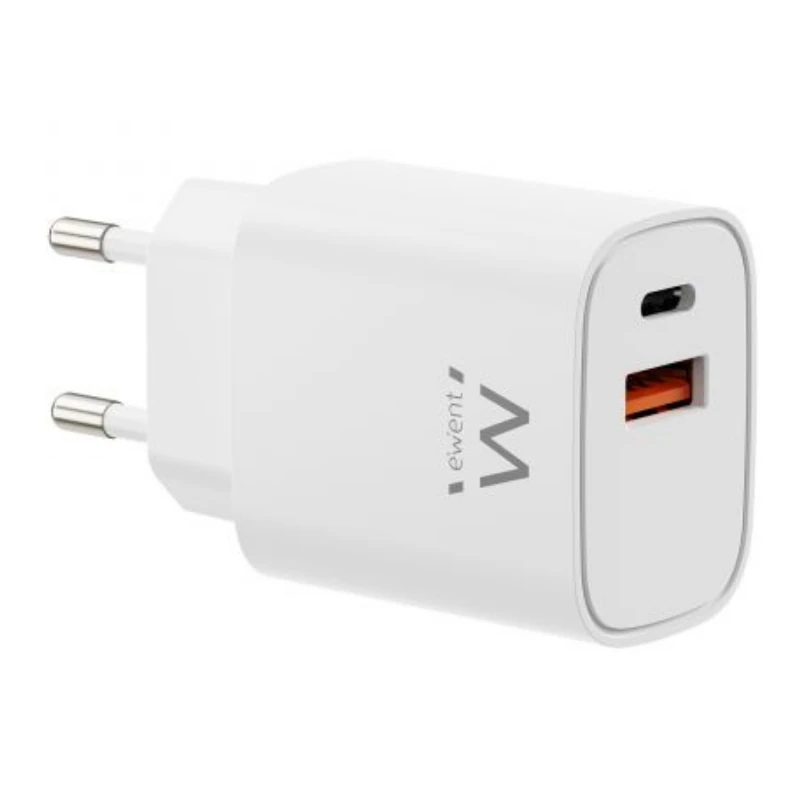 EWENT Cargador Rápido Gan 30W USB-C PD USB-A PD-QC