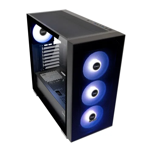 UnykaCH Revelat Mesh Black - Caja ATX - 2 x USB 3.0 - 1 x USB-C (conector USB-C interno) - VGA hasta 425mm - 4 x 120 mm ARGB incluídos - Líquida hasta 360 - 454x218x470mm