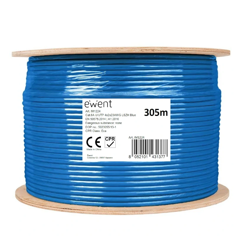 Ewent Bobina Cable Red CAT6A U-UTP,LSZH,305m