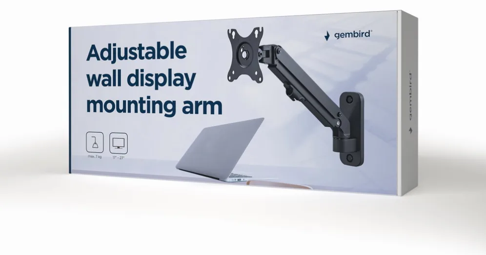 Gembird MA-WA1-01 soporte para monitor 68,6 cm (27") Pared Negro