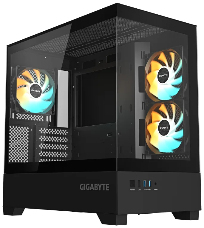 Caja ordenador gaming gigabyte aorus c201b ice matx vidrio usb 3.2 negra
