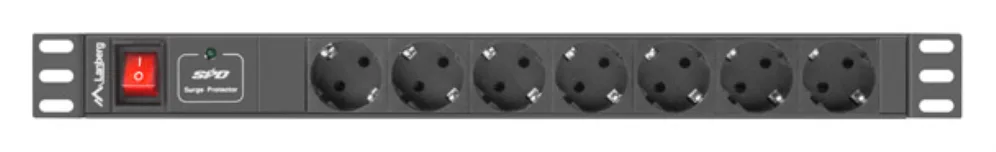 Regleta lanberg 1u 10a 7x schuko rack 19 pulgadas 2m negro c14