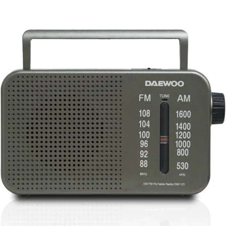Radio Portátil Daewoo DW1121/con Cable/ a Pilas/ Gris