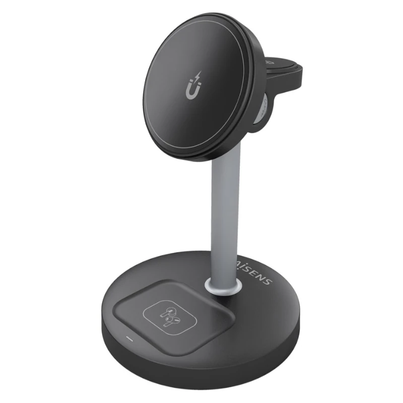 Aisens Cargador Inalámbrico USBC 15W 3 en 1 Negro